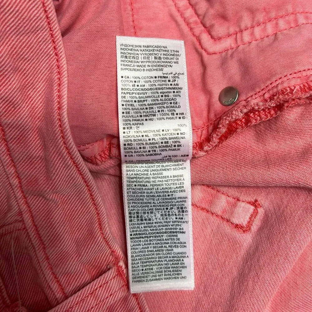 Gap Denim Women’s High Rise Wide Leg Raw Hem Jeans Pink Size 18 34 NWT - Picture 7 of 11